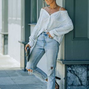 Vito Striped Cold Shoulder Button Down Top by VICI Collection
